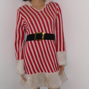 TIS THE SEASON HOODED MRS. CLAUSE STRIPE DRESS SIZE LARGE